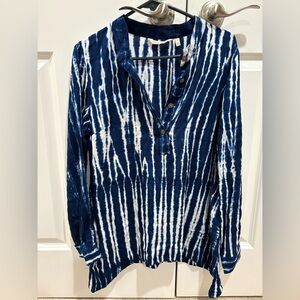 NWT Soft Surroundings Indigo Blue Tie-Dye Long Sleeve Mira Tunic – Small